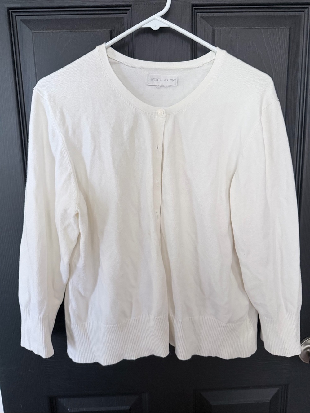 Worthington Cream Button-Front Girls Cardigan